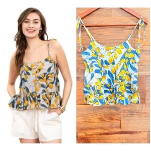 Mine Yellow and Blue Leaf Print Camisole NWOT